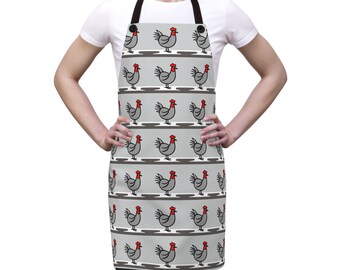 Delantal de pollo en blanco y negro, regalo para amantes del pollo, delantal de chef, delantal de pollo divertido, delantal de pollo bonito, regalo para ella.