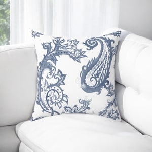 Blue Watercolor Paisley Decorative Square Pillow, Accent Pillow, Blue Throw Pillow, Paisley Decor, Light Blue Home Accent, Sofa Pillow