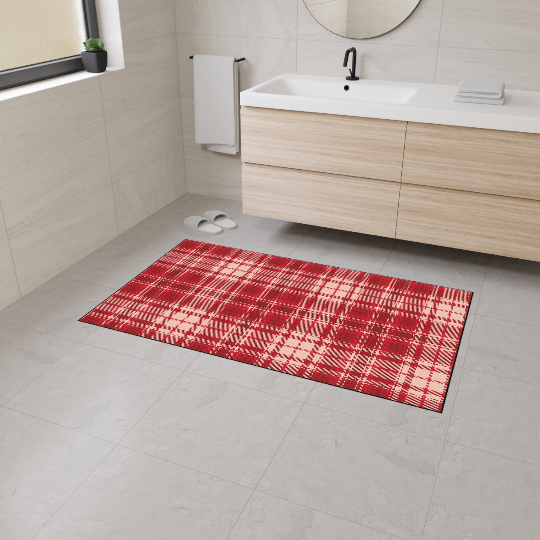 Scotland Mat Scottish Red Plaid Floor Mat: Heavy Duty, Non-slip Polyester Rug - Etsy