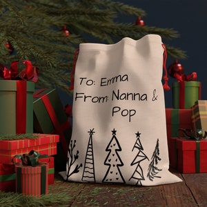 Large Personalized Reusable Christmas Gift Bag, Gift From Grandparent Gift Bag, Gift Bag for Kids, Reusable Gift Bag, Eco Friendly Gift Bag
