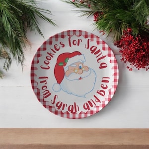Personalisierte Weihnachtsmann Teller, Weihnachtsmann Teller, Feiertags-Plätzchen-Teller, Weihnachtsgeschenk, Heiligabend-Teller, personalisierter Weihnachtsmann-Teller