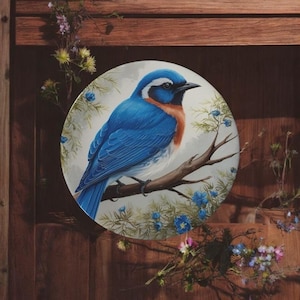 Blue Bird Bone China Dinnerware, Decorative Blue Bird Plate, Blue Bird Salad Plate, Blue Bird Appetizer Plate, Blue Bird Decor