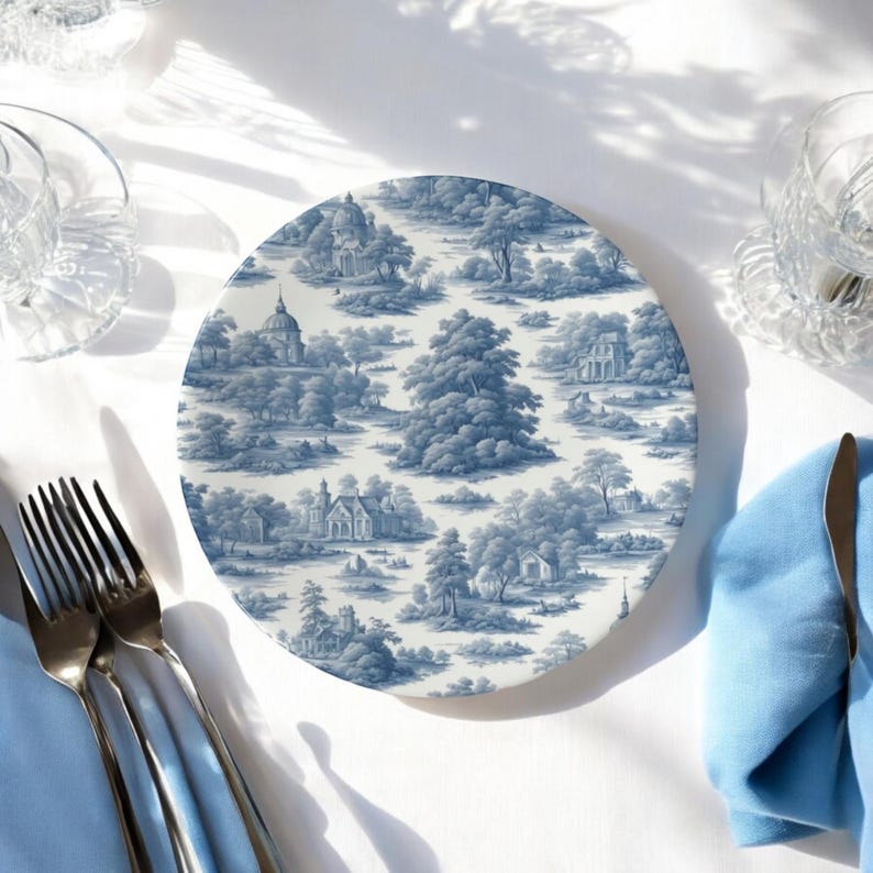 Dish Pattern Toile Variety Toile Plate Dinnerware Set, Bone China Plate, Easter Dinnerware ...