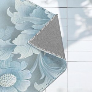 Elegant Floral Area Rug - Soft Blue Design for Living Room, Bedroom ...