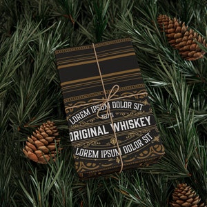 Whiskey Gift Wrapping Paper: Masculine Liquor Bottle Wrap