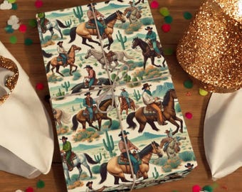 Papier do pakowania, Opakowanie prezentów kowbojskich, Opakowanie urodzinowe w stylu western, Artykuły na imprezę rodeo, Rolka papieru do pakowania Dzikiego Zachodu, Opakowanie prezentów urodzinowych