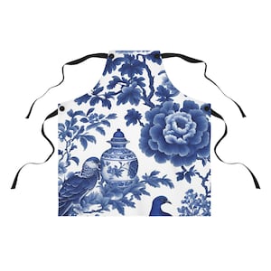 Blue and White Chinoiserie Apron