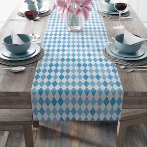 Oktoberfest Table Runner: Turquoise Blue Diamond Print