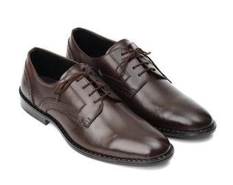 Scarpe Derby da uomo fatte a mano in morbida pelle – Scarpe eleganti marroni e nere