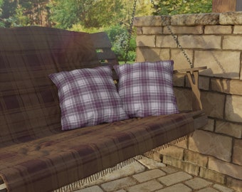 Tartan Plaid Pattern Throw Outdoor Pillow purple