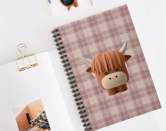 Tartan highland cow Scottish plaid Spiral Notebook - Ruled Line