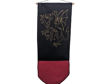 Medieval Dragon banner, heraldry, flag, hand painted, custom color