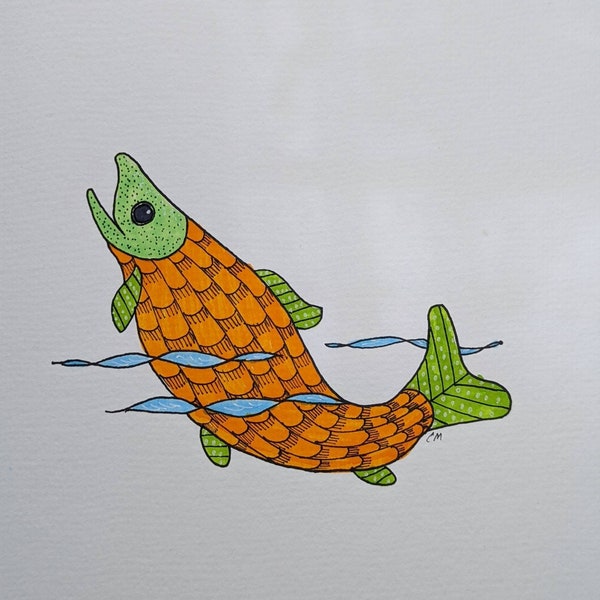 Salmon of Knowledge Celtic folk art illustration