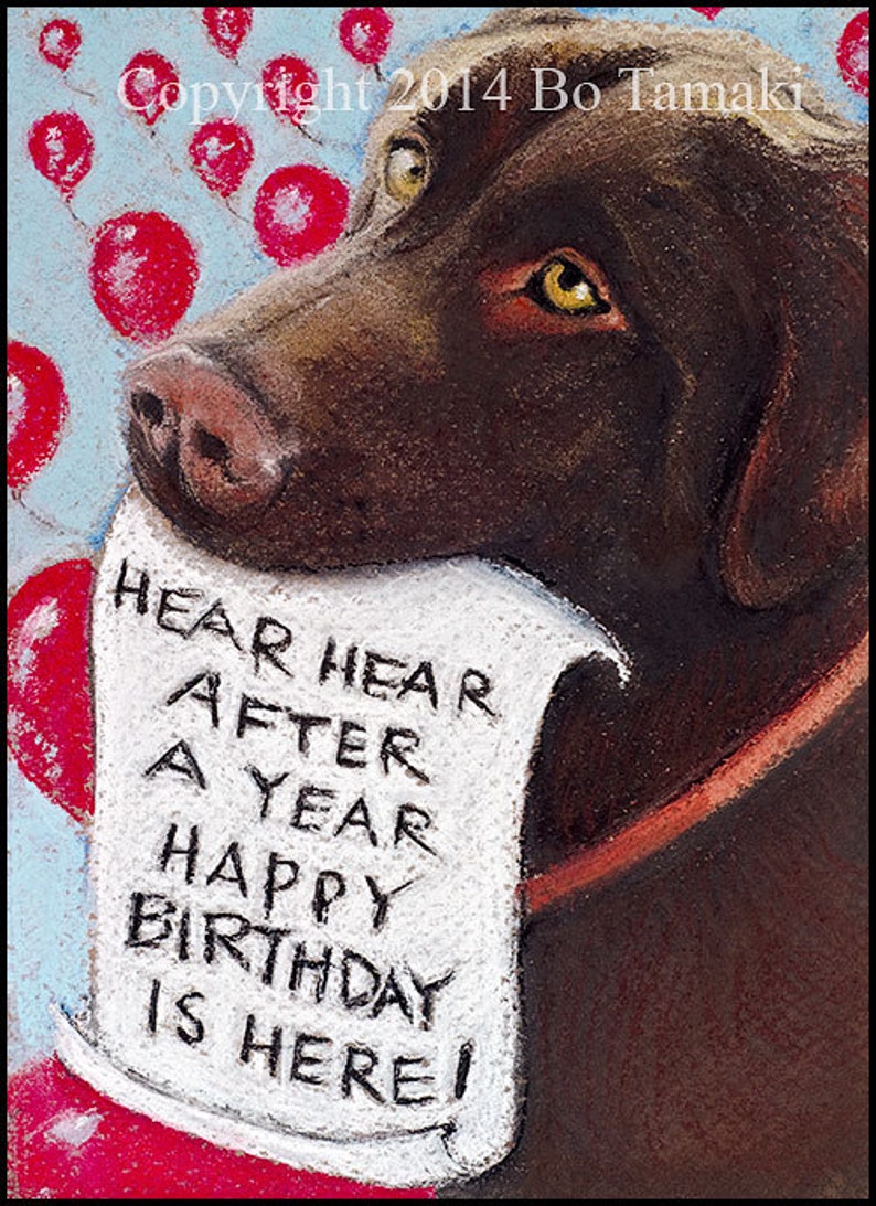 Chocolate Labrador Retriever Dog Happy Birthday blank 5 x 7 Etsy