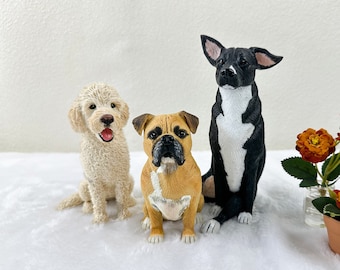 Personalized Dog Clay Sculpture ,Custom Dog Figurine,Greeting Gift for New Dog,Pet Anniversary,Pet Birthday Gift