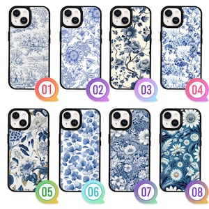 French Toile De Jouy iPhone 15 14 13 12 11 Pro Max Samsung S24 S23 S22 Ultra Plus Z Flip Fold 6 5 4 A55 A35 Google Pixel 8 7 6 Pro 7A Case