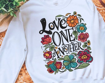 Love One Another SVG | Vintage Floral Christian PNG EPS