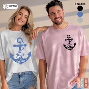 Jesus Is My Anchor SVG | Christian Couples Shirt Design | Faith-Based Nautical PNG | Bible Verse Digital File | For Men and Women Svg Png