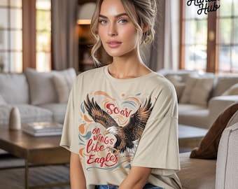 Soar on Wings Like Eagles Isaiah 40:31 PNG SVG | Christian Eagle Bible Verse Design