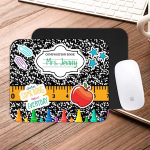 Personalized Teacher Mouse Pad: Composition Book Design, Teacher Appreciation Gift, Custom Mousepad, Preschool Gifts, Back to School