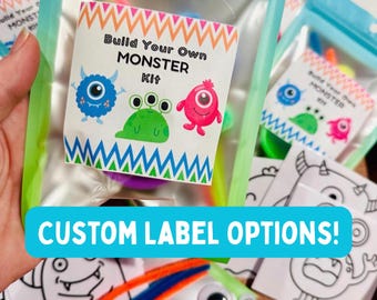 Build Your Own Monster Kit: Kids Party Favor Craft, Custom Labels, Kids Birthday Favors, Party Favor, Custom Monster Kits