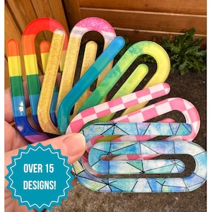 Giant Acrylic Paper Clip Bookmark, Single Clip, Mystery 3-Pack Options, Teacher Valentine Gift