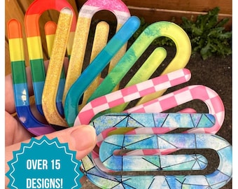 Jumbo Paper Clip Bookmark, 3 Pack Mystery Giant Paper Clip Bookmarks Teacher Easter Valentines Gift Acrylic Paper Clips, Jumbo Notebook Clip