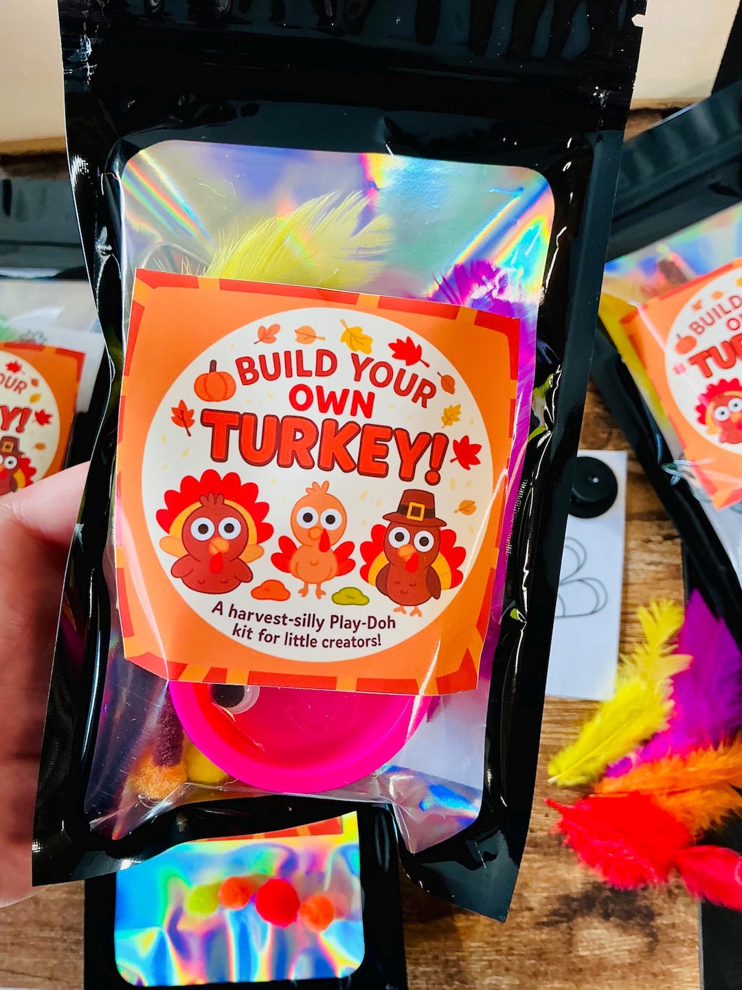 Thanksgiving Build Your Own Turkey Kit: Kids Custom Labels Party Favor ...