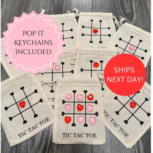 Kids Valentine Tic Tac Toe Game Bags w/ Mini Pop Fidget Toy, Class Valentine Gifts, Kids Valentines, Tic Tac Toe, Cute Valentines Days Gifts