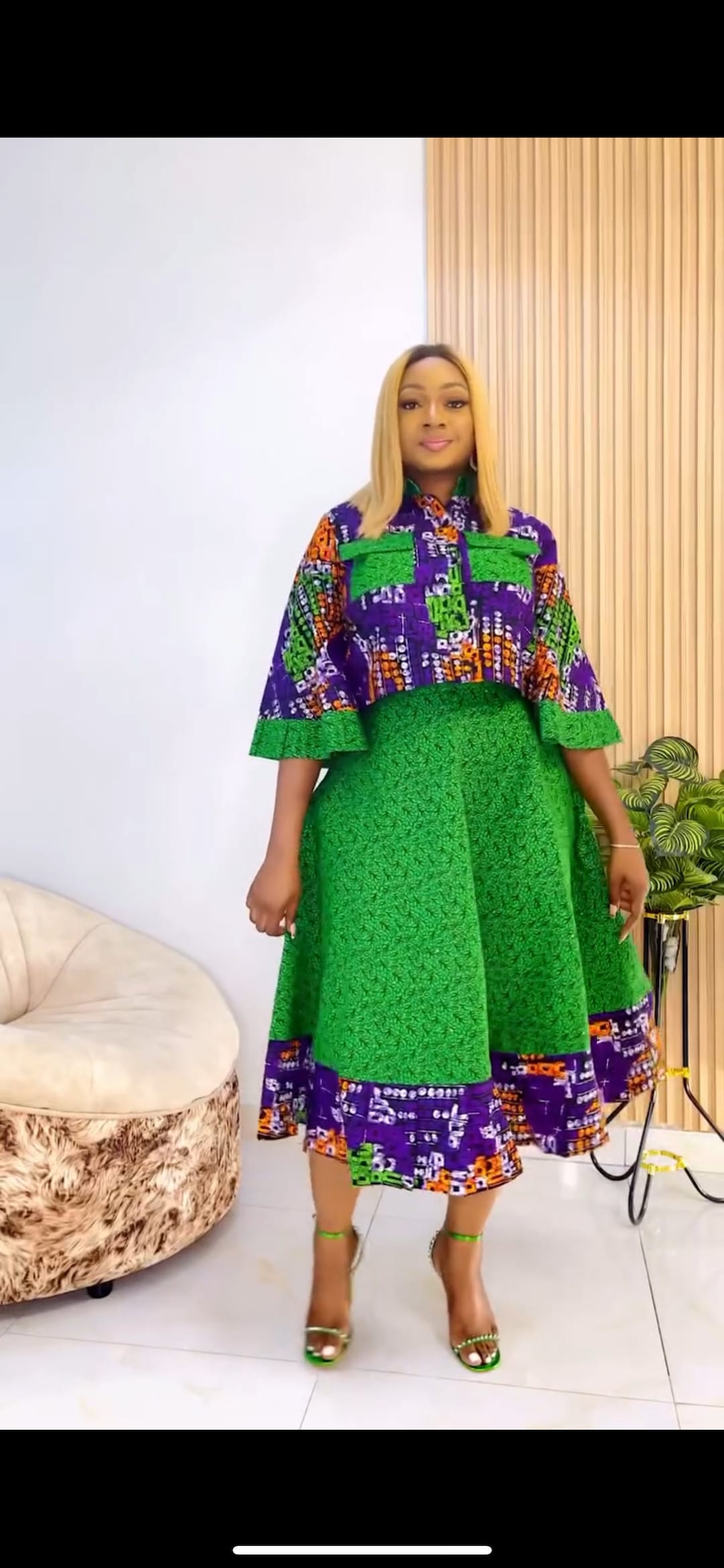 African Casual Mix Print Long Two Panel Skirt main image 0