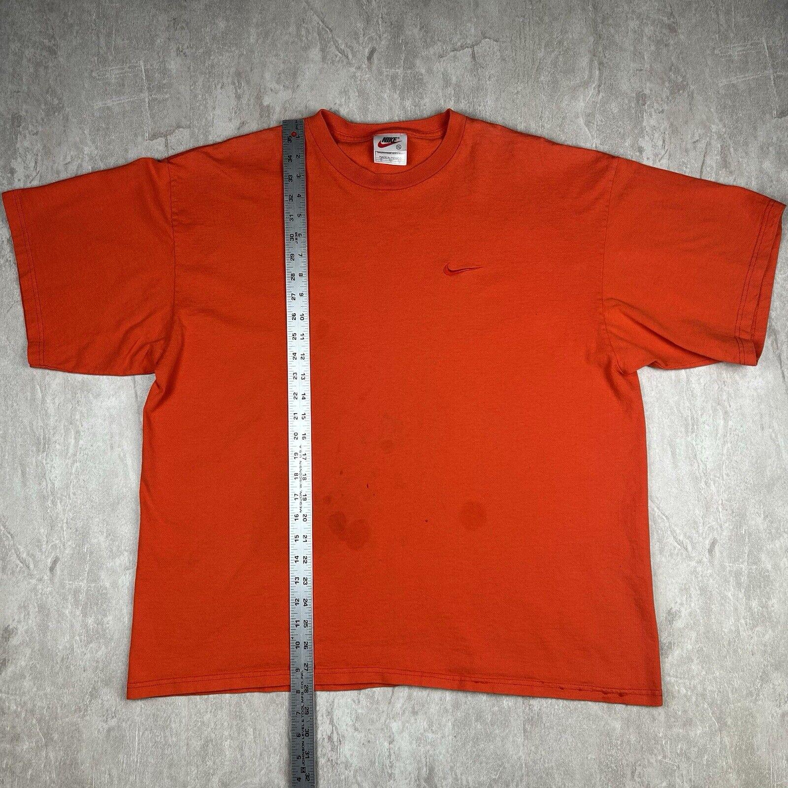 Vintage 90s Nike White Tag T-shirt Orange Swoosh Embroidered Men