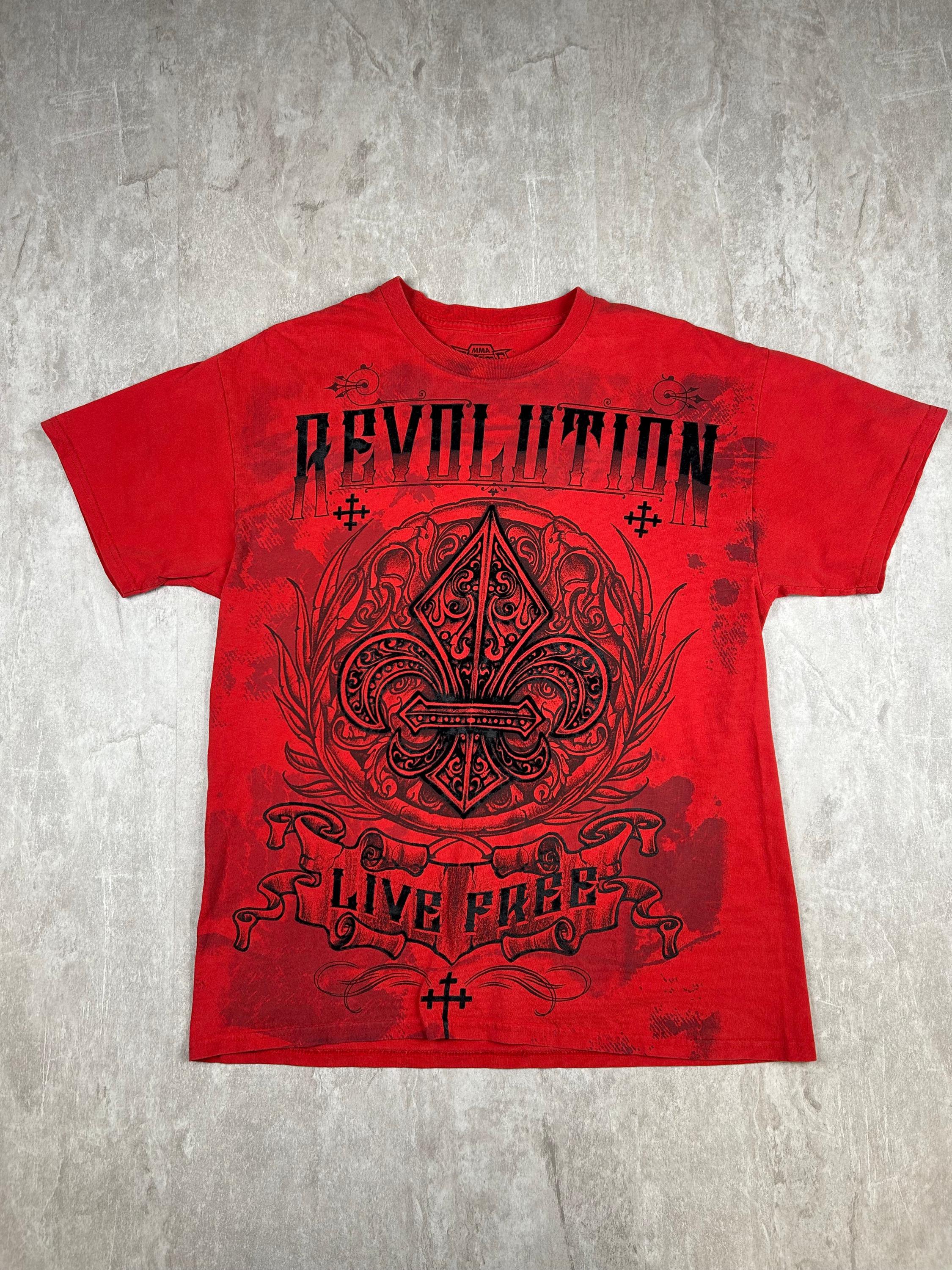 Y2K MMA Elite Revolution Fleur Crosses T-shirt Cyber Grunge Men's