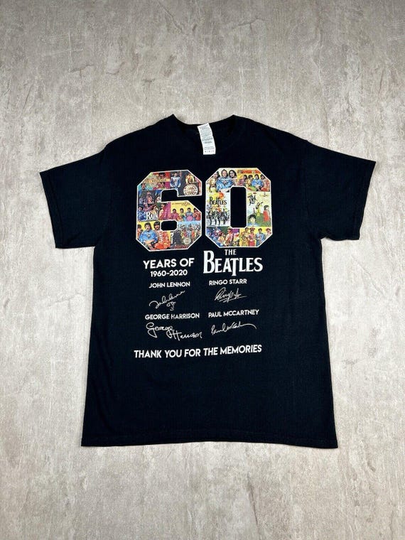 The Beatles 60th Anniversary 1960-2020 Black T-shirt 60 Years of