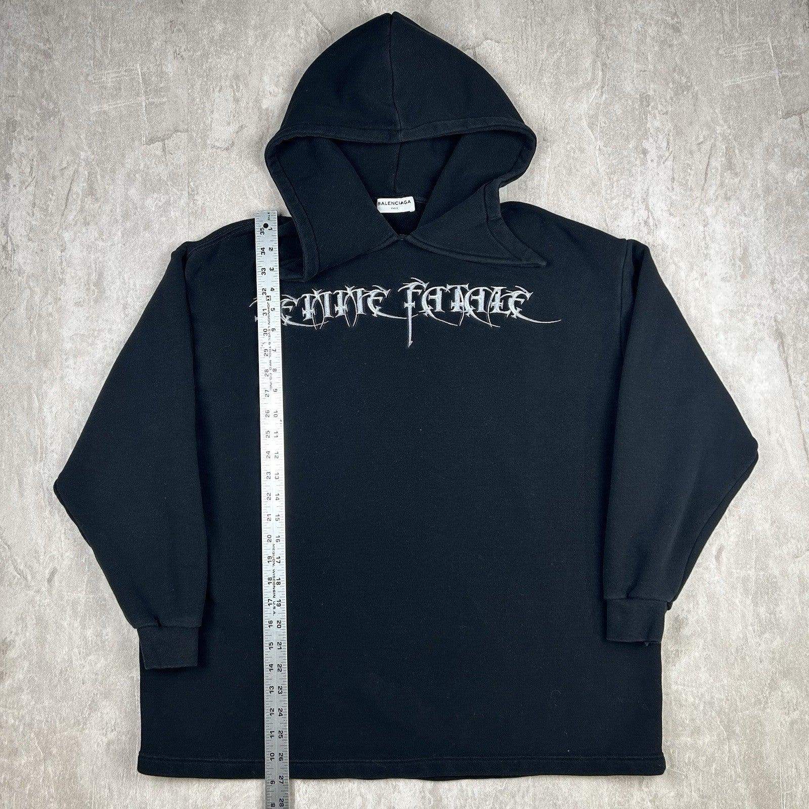 2017 Balenciaga “femme Fatale” Oversized Black Pullover Hoodie Tag