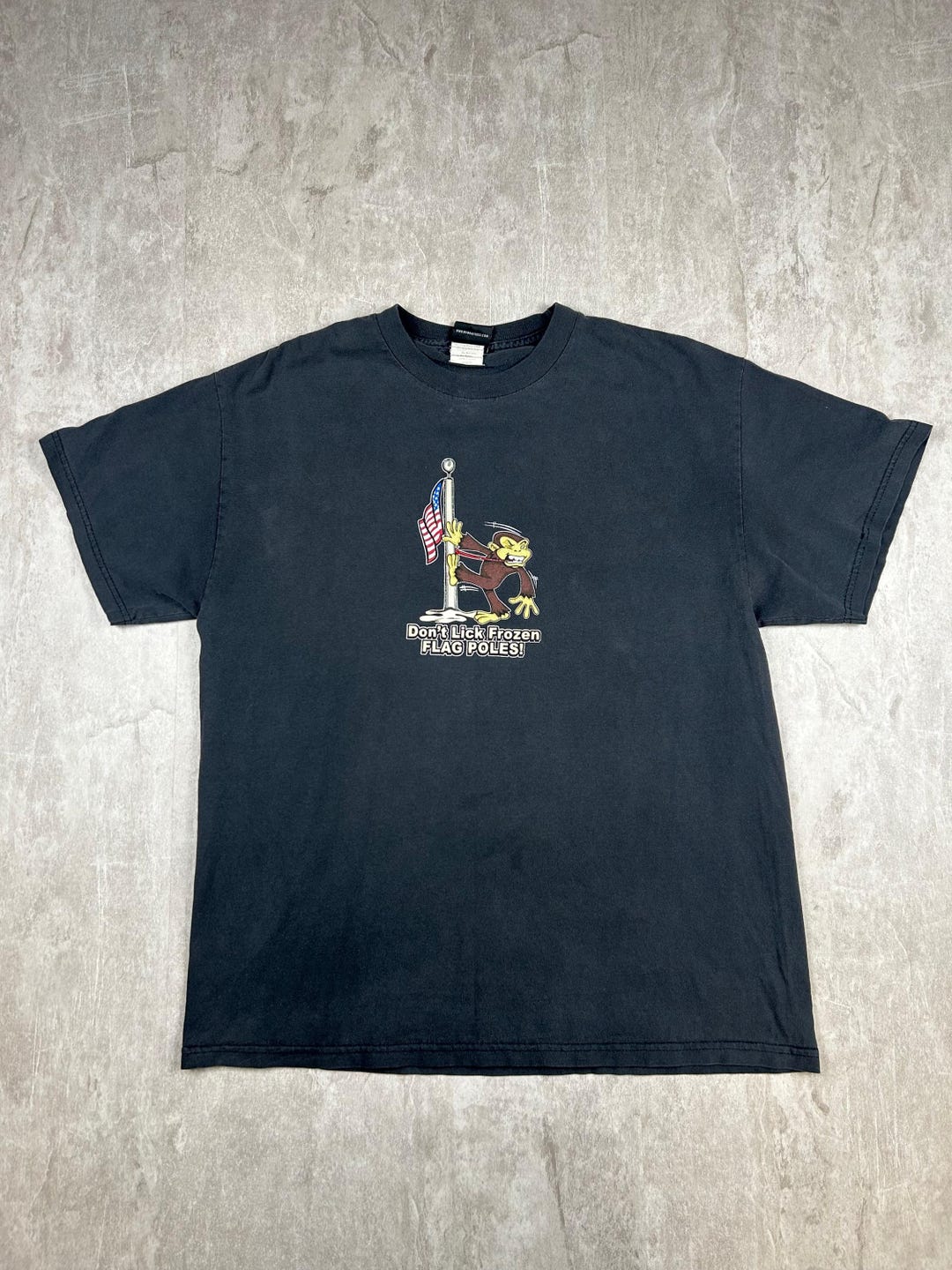 Vtg Hybrid Tees Size Large Don't Lick Frozen Flag Poles Monkey Tee