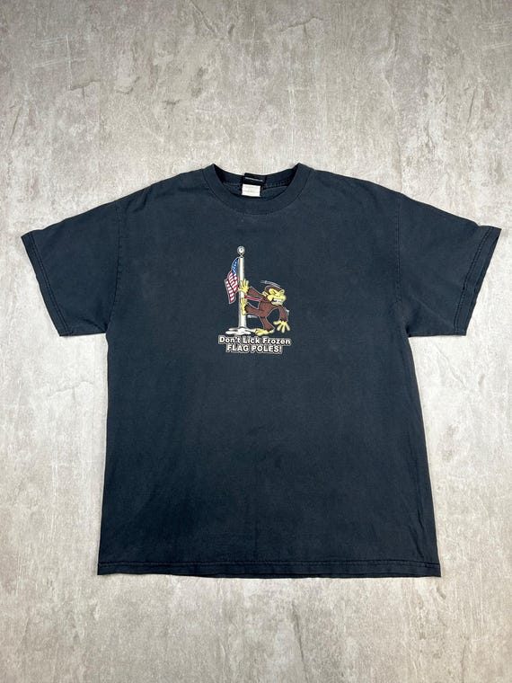 Vtg Hybrid Tees Size Large Don't Lick Frozen Flag Poles Monkey Tee