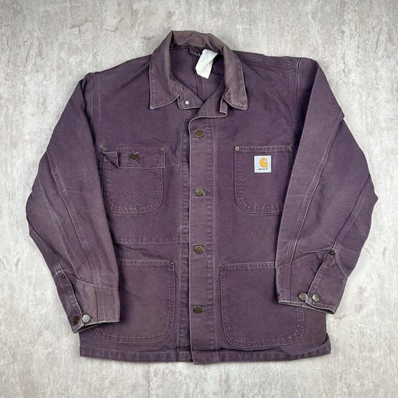 Vintage 90s Carhartt Jacket Purple Michigan Chore Coat WIP