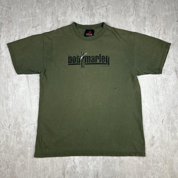 ZION Tシャツ グリーン XLサイズ 緑 Distressed Vintage 2000s Bob Marley Zion Rootswear Green T-shirt