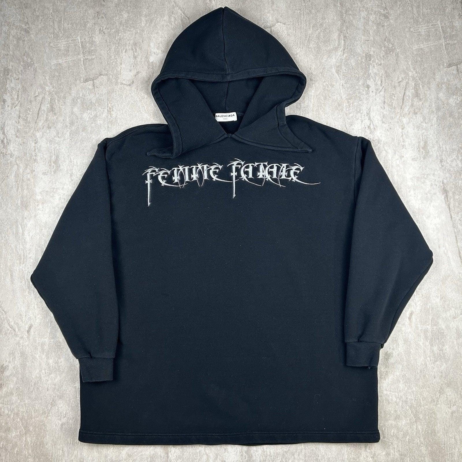Balenciaga パーカー 2017 2017 Balenciaga “femme Fatale” Oversized Black Pullover Hoodie Tag