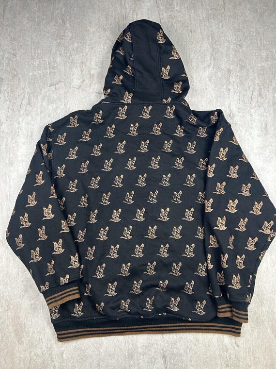 Y2K Barefox Full Zip Jacket Hoodie Black Geese Bird All Over Y2K Barefox Full Zip Jacket Hoodie Black Geese Bird All Over