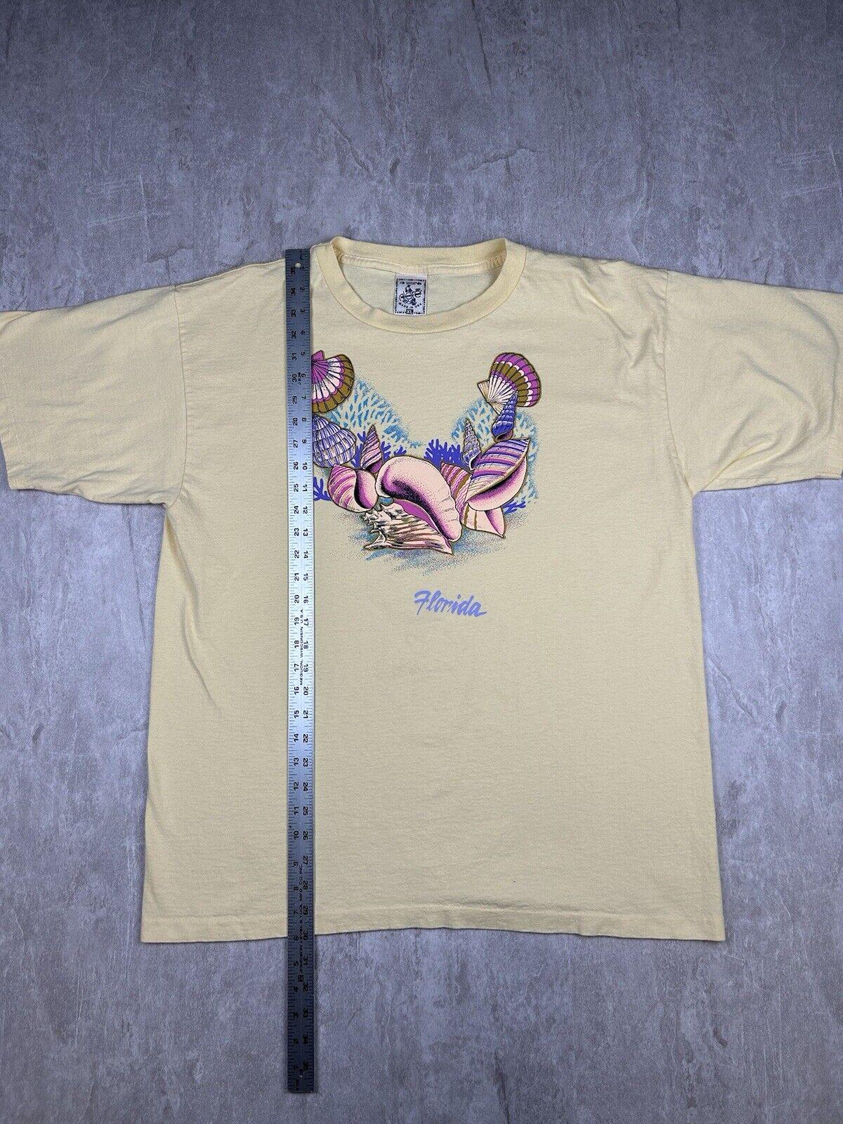 Vtg Alore Florida Beach Shells Yellow T-shirt USA Single Stitch 