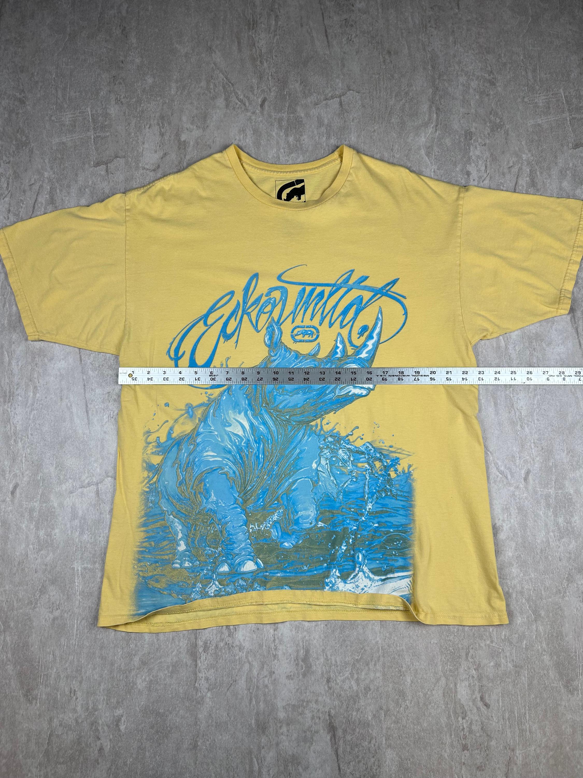 【Raucohouse】Amarillo shadow printed over T-shirt T-ShirtsTop Kid unisex E. PETE K-RAIN T-Shirt YELLOW MIMOSA