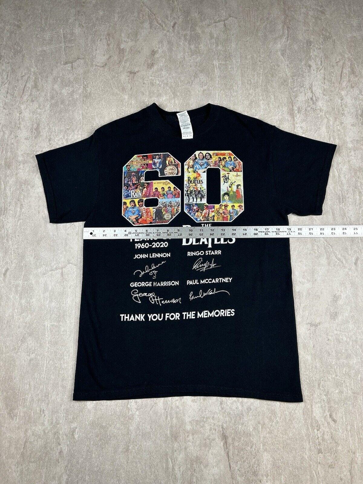The Beatles 60th Anniversary 1960-2020 Black T-shirt 60 Years of