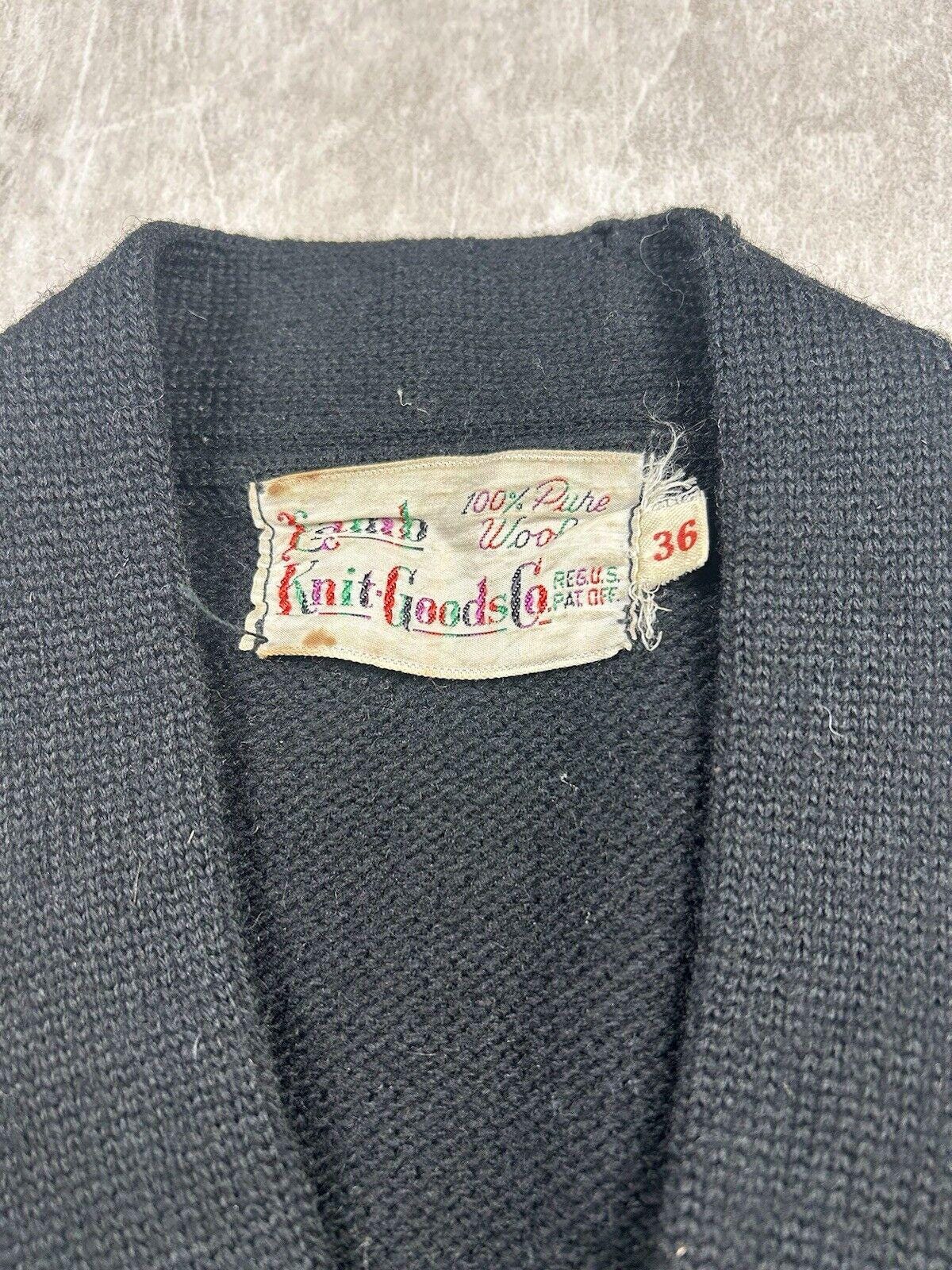 Vintage 50s Roosevelt High School Cardigan Sweater Wool Black