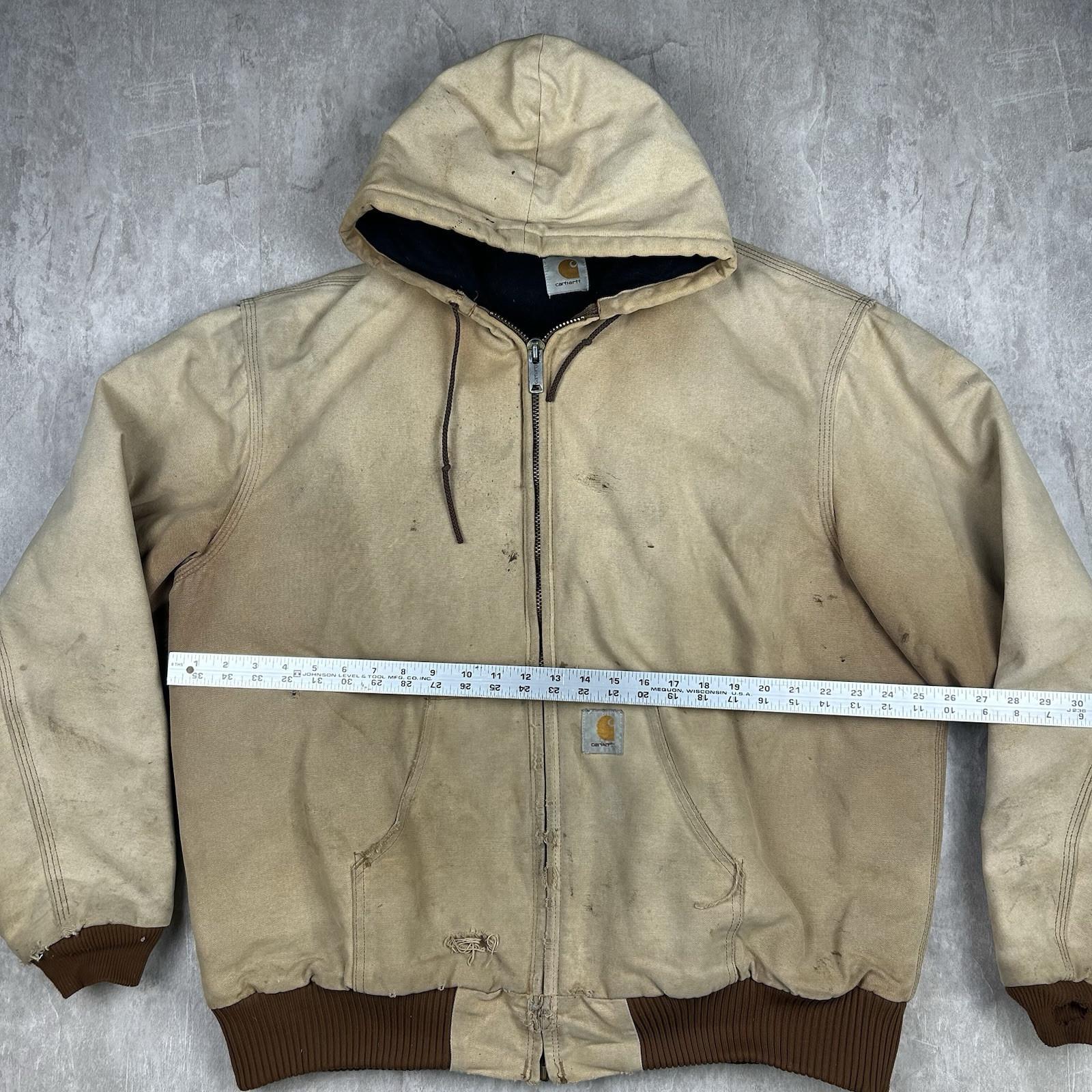 Distressed Vintage 90s Carhartt Beige Jacket Zip up Men's Size