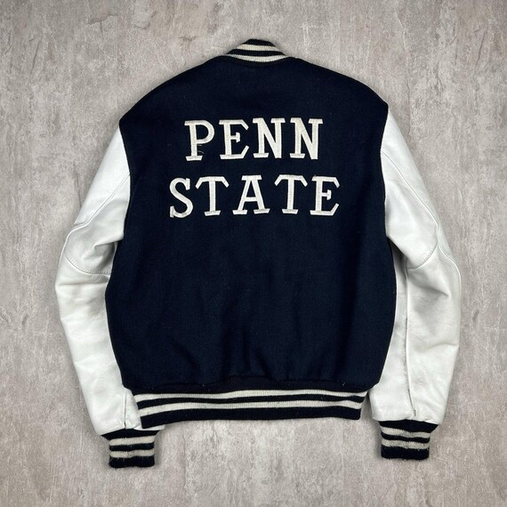 フ*ル様 DeLONG スタジャン L ネイビー/ホワイト Vintage NCAA Delong Sportswear Penn State Nittany Lions Jacket