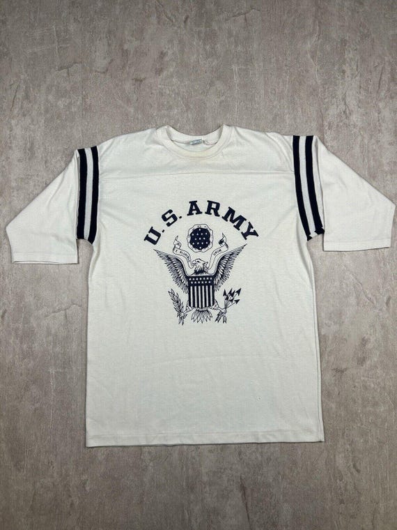 Vintage 70s/80s US Army E Pluribus Unit White T-shirt Artex USA 