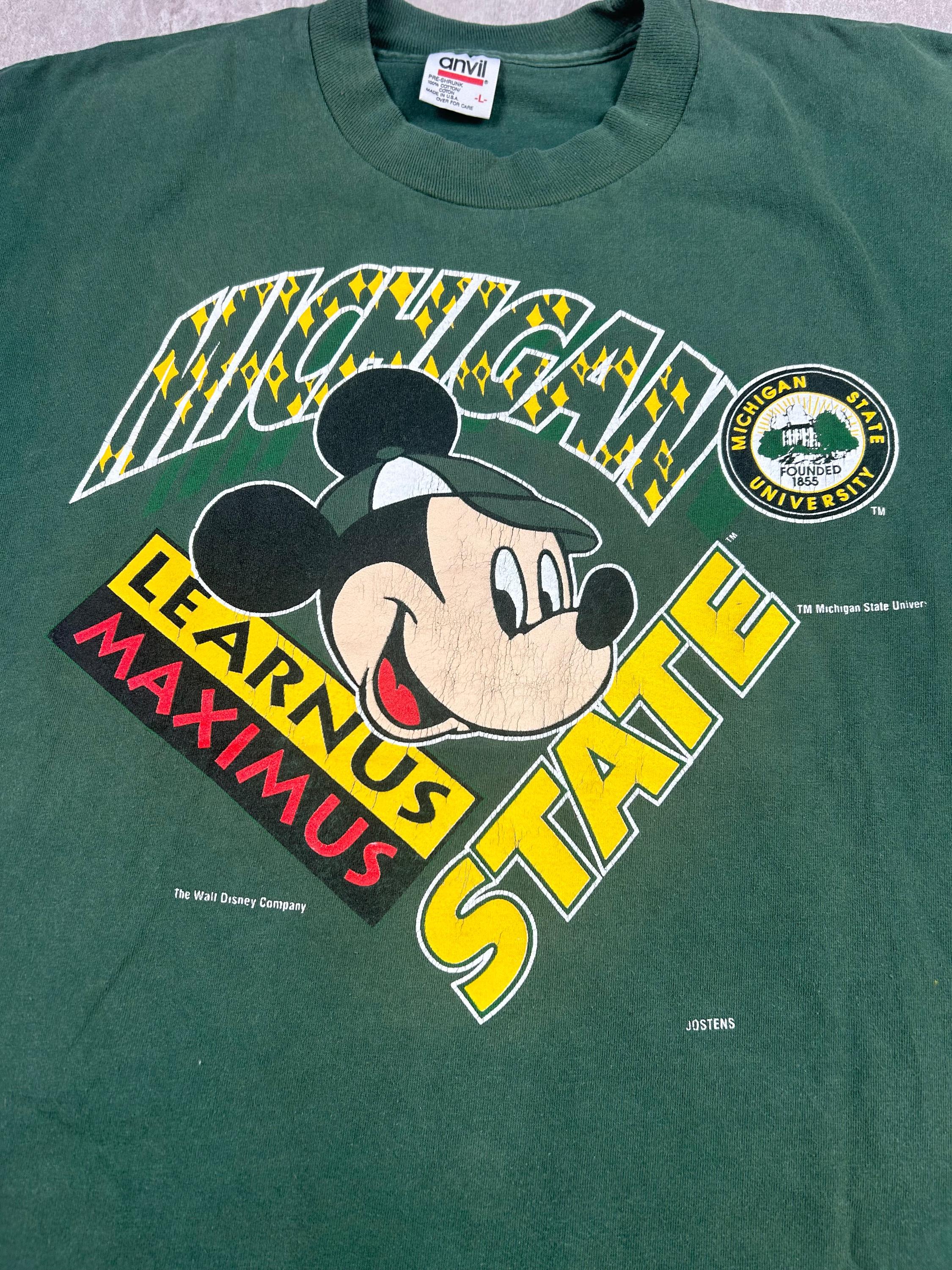 Vtg University Michigan State Mickey Mouse Learnus Maximus Shirt 1