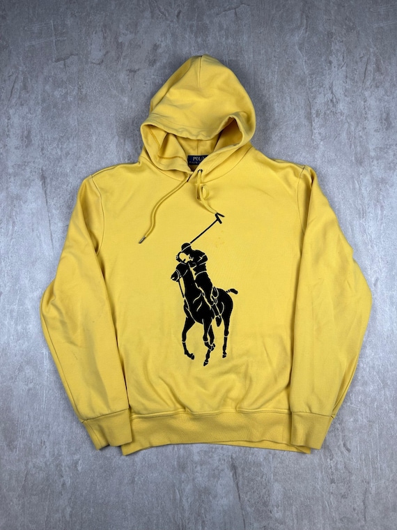 Ralph Lauren Polo Yellow Hoodie Felt Big Logo Mens Size S RN 41381 Etsy