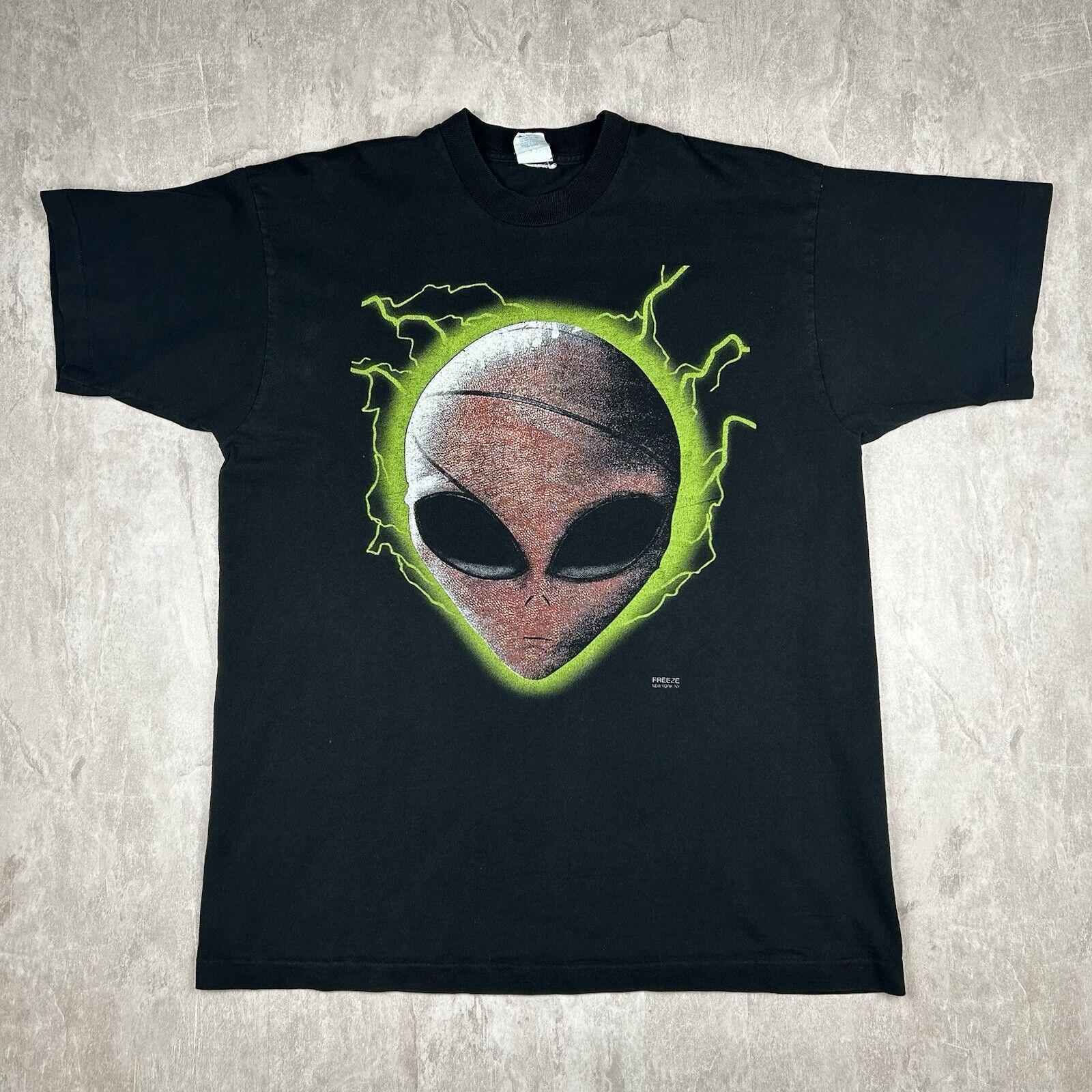 Vintage Freeze New York Alien Head Back Graphic T-shirt Black USA